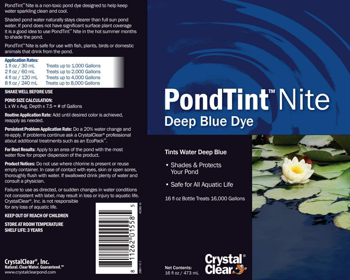 CrystalClear PondTint blue water in a pond enhances garden aesthetics.