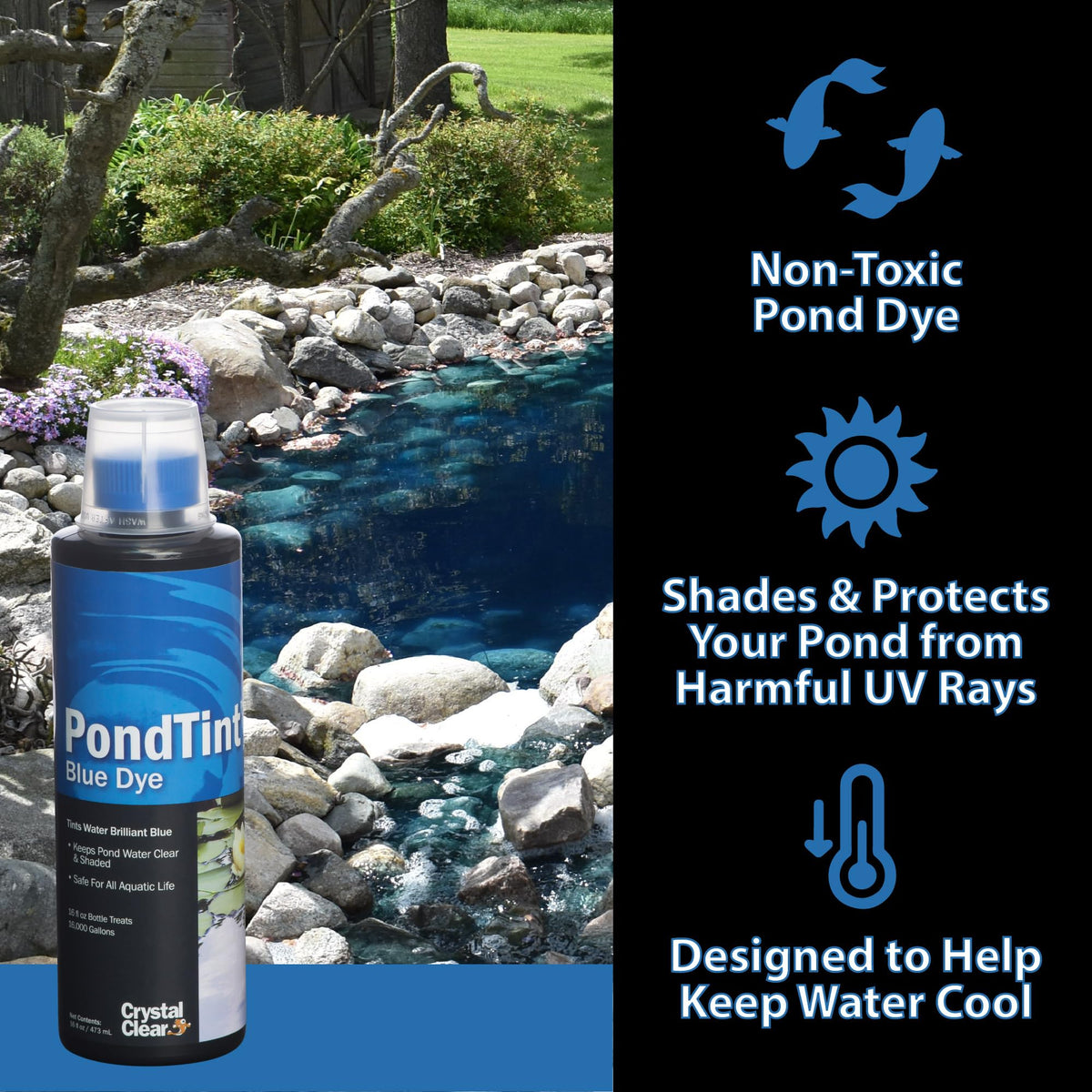 CrystalClear PondTint shading water from sunlight improves clarity visually