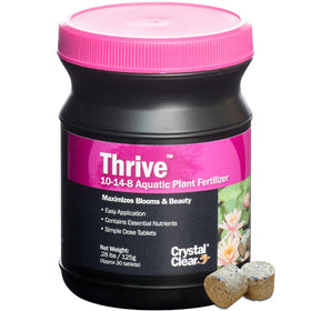 CrystalClear Thrive tablets in soil nourish pond plants for healthier roots.