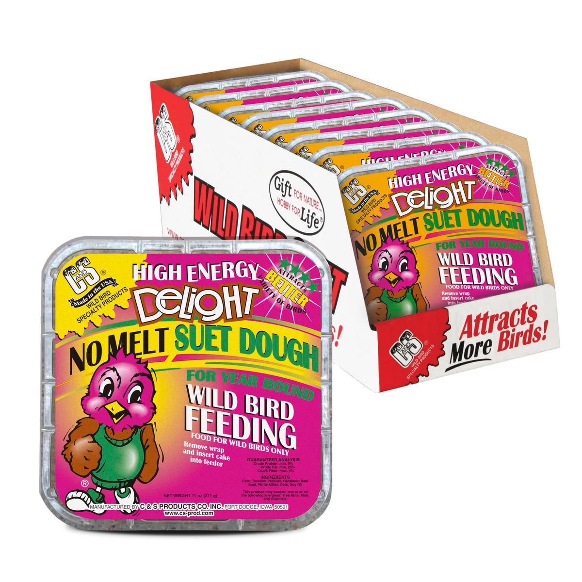 C&S High Energy Delight no melt suet dough packaging for mess-free year-round feeding.