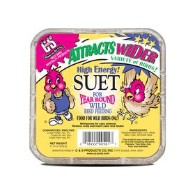 C&S High Energy Suet Treat in cake feeder attracts birds quickly