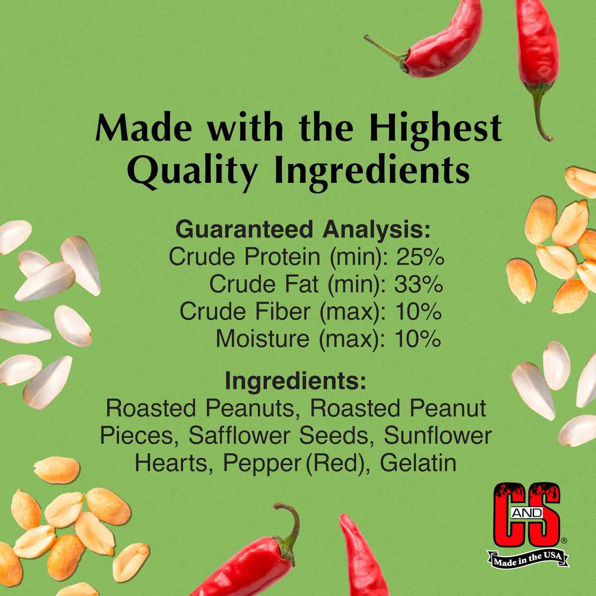 C&S Hot Pepper Seed Cylinder in outdoor feeder enables easy year-round feeding.