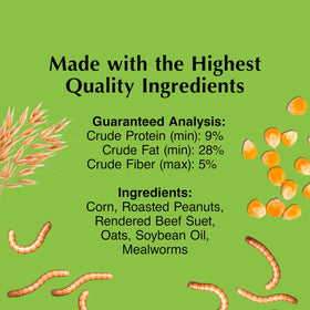 C&S Mealworm Delight soft dough resists melting in warm weather.
