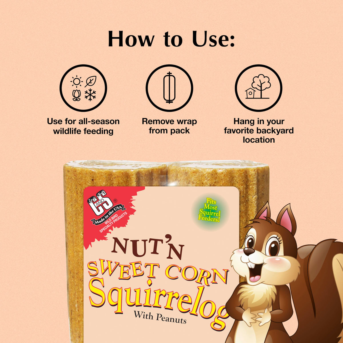 Value-pack option for C&S Nut’n Sweet Corn Squirrelog emphasizes economical wildlife feeding