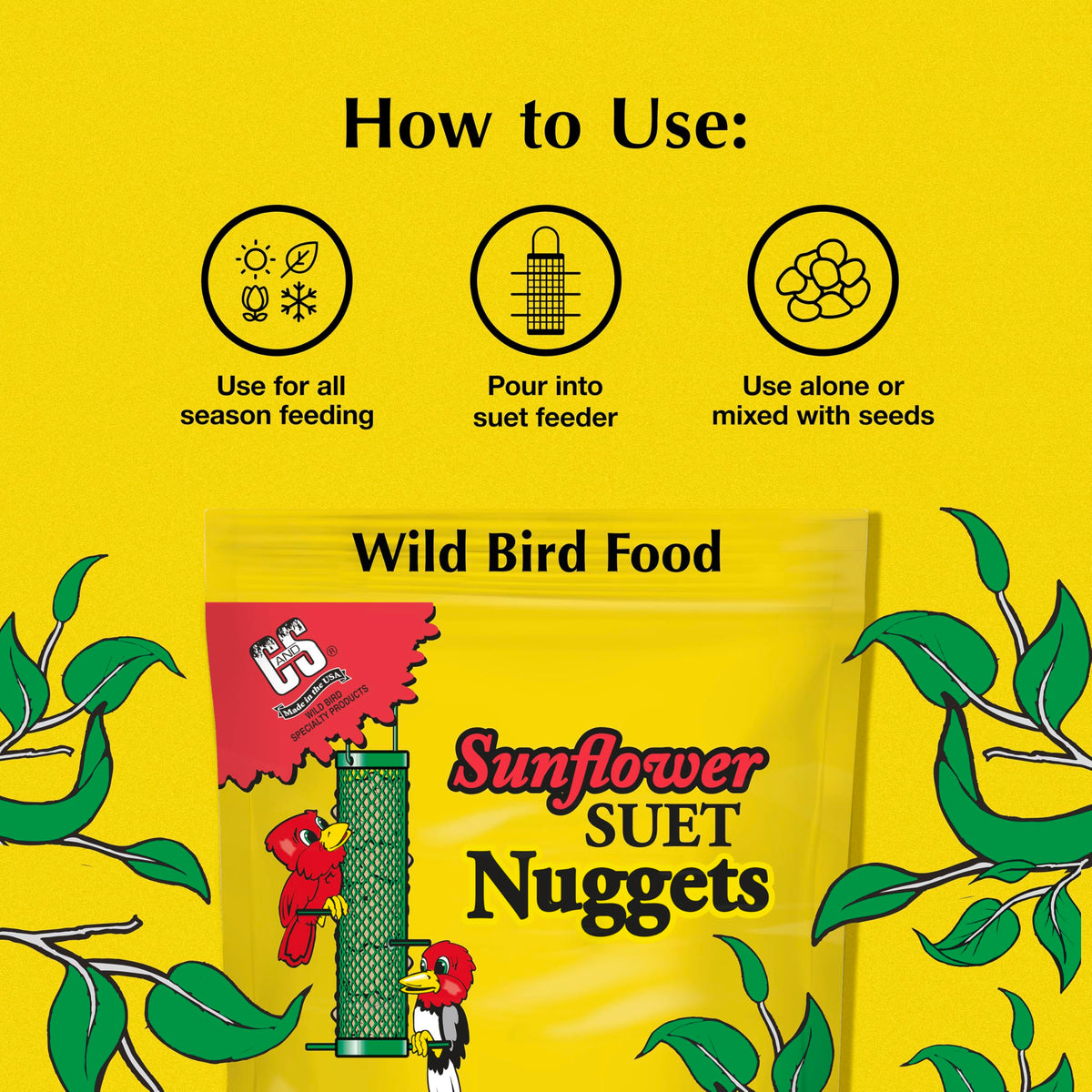 C&S Sunflower Suet Nuggets can be served alone or mixed with seed for variety.