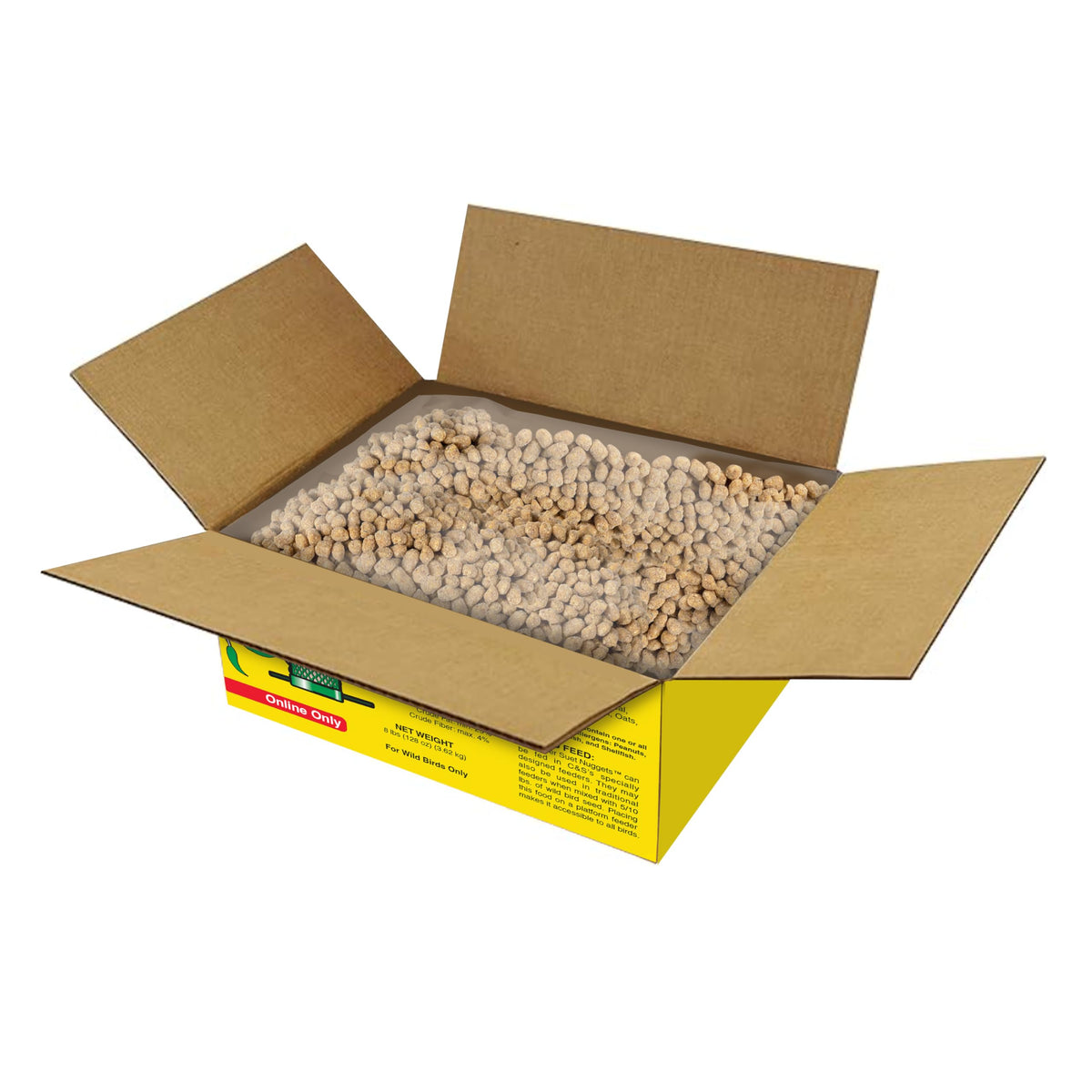 C&S Sunflower Suet Nuggets in feeder demonstrate easy, mess-free feeding for busy bird lovers.