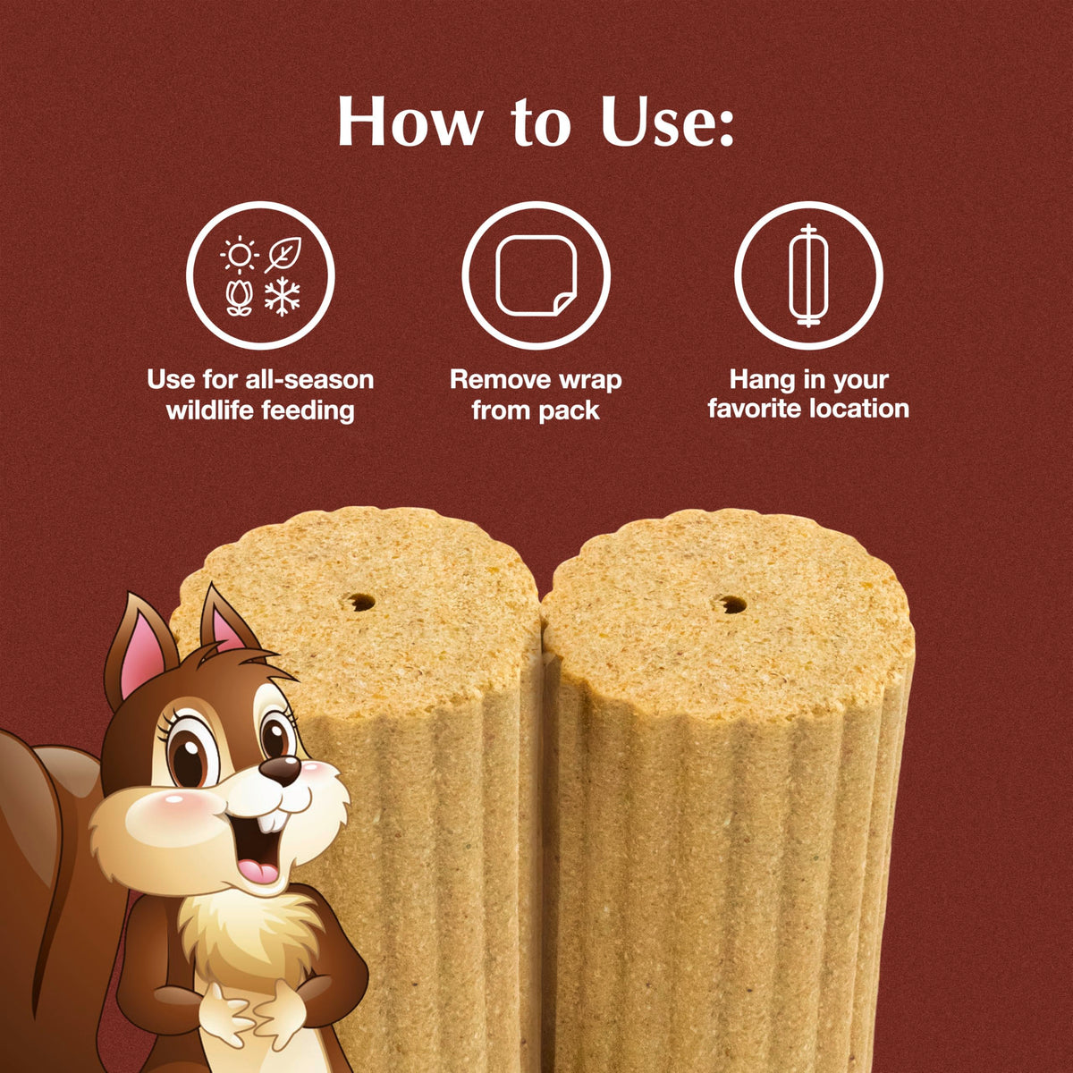 C&S Squirrelog dense-log image illustrates contained feeding.