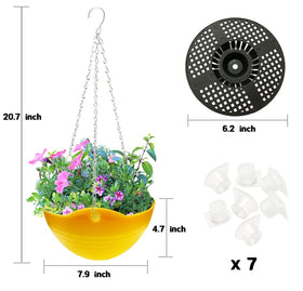 Cshangzei blue hanging planter with iron chain, ideal for vibrant garden displays