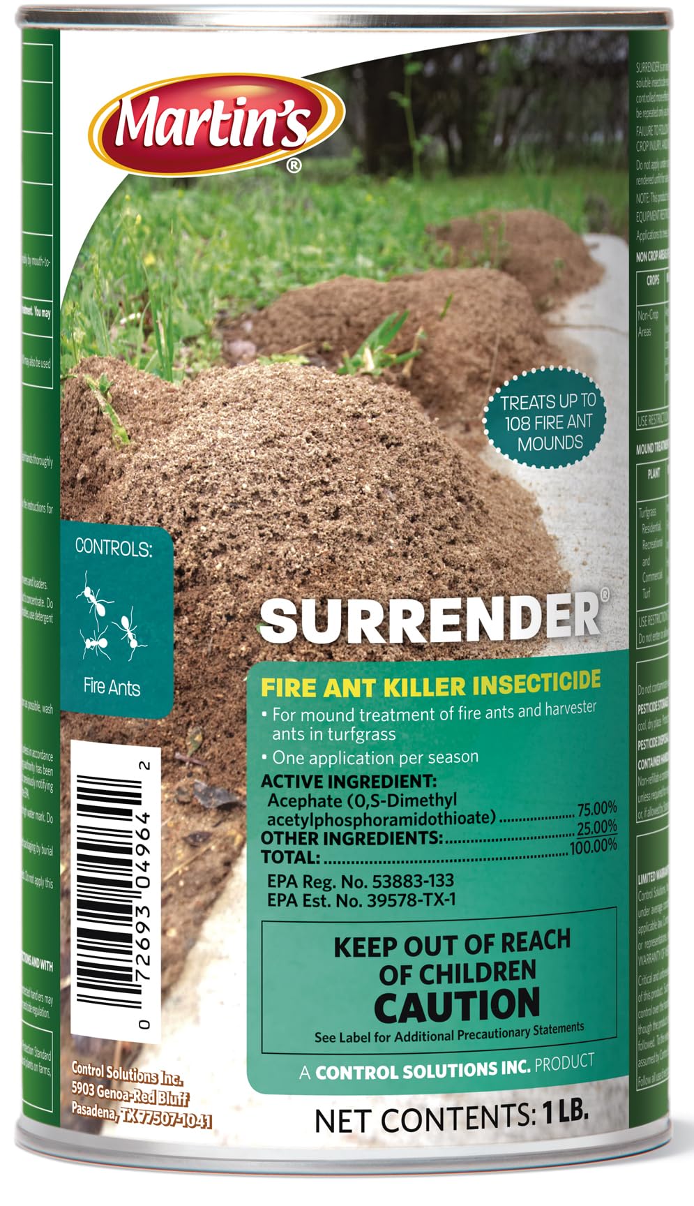 CSI Surrender Fire Ant Killer dust bottle for outdoor mound treatment
