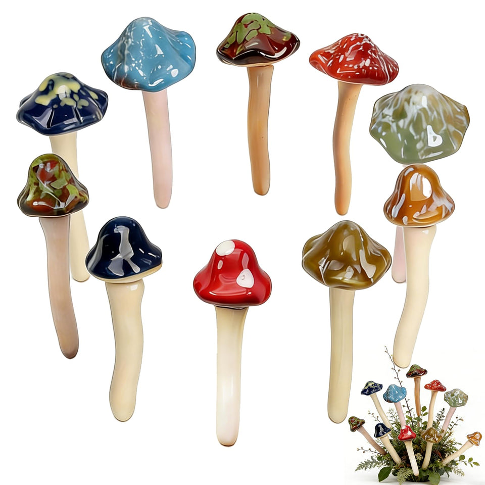 csjzzt ceramic mushroom statues for outdoor garden beds add vibrant color