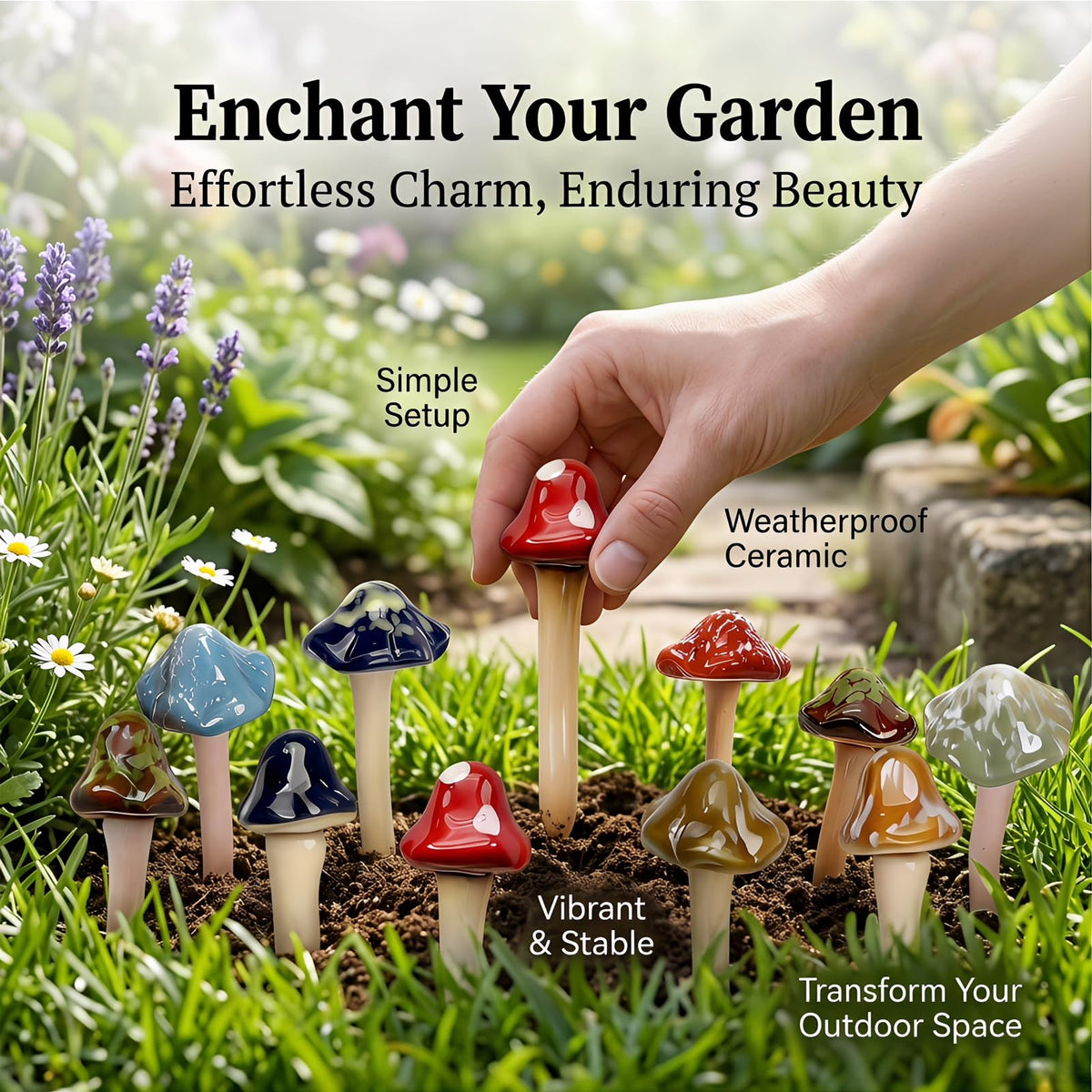 csjzzt glossy glazed ceramic mushrooms resist sun and rain