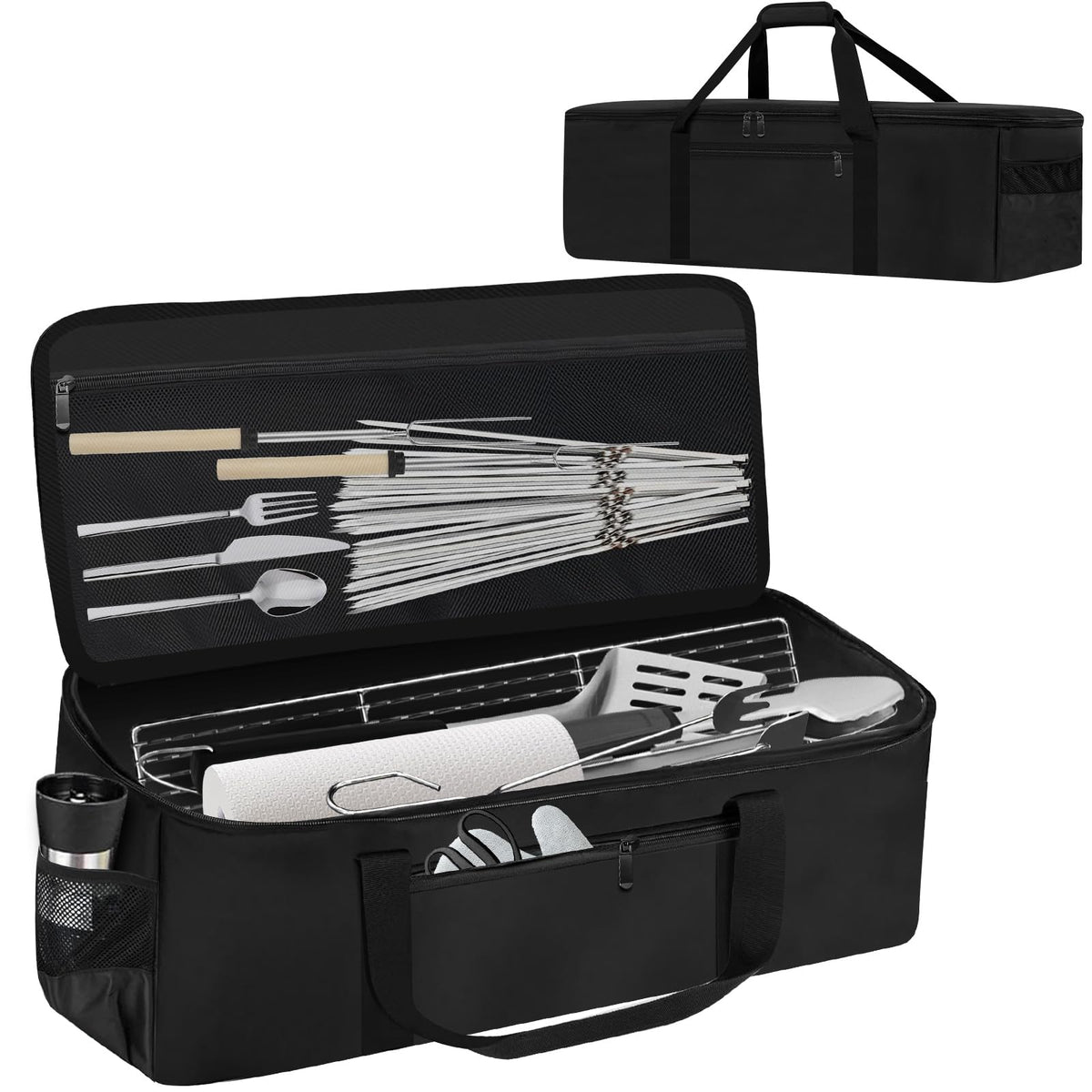 CSOKRE grill tool bag front view showing ample space for long tools