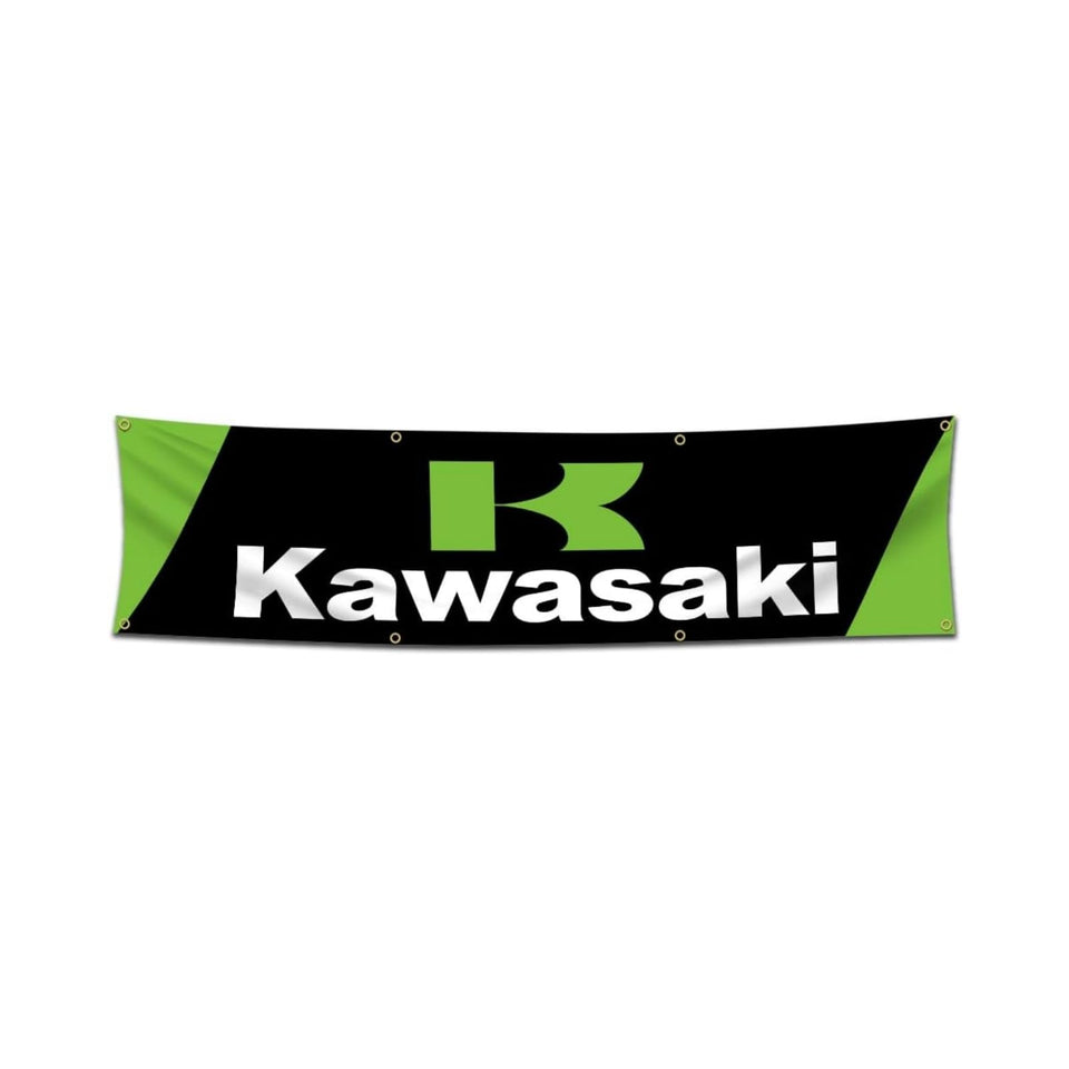 Ctemnpho racing banner 2x8ft green for garage decor and easy wall display.
