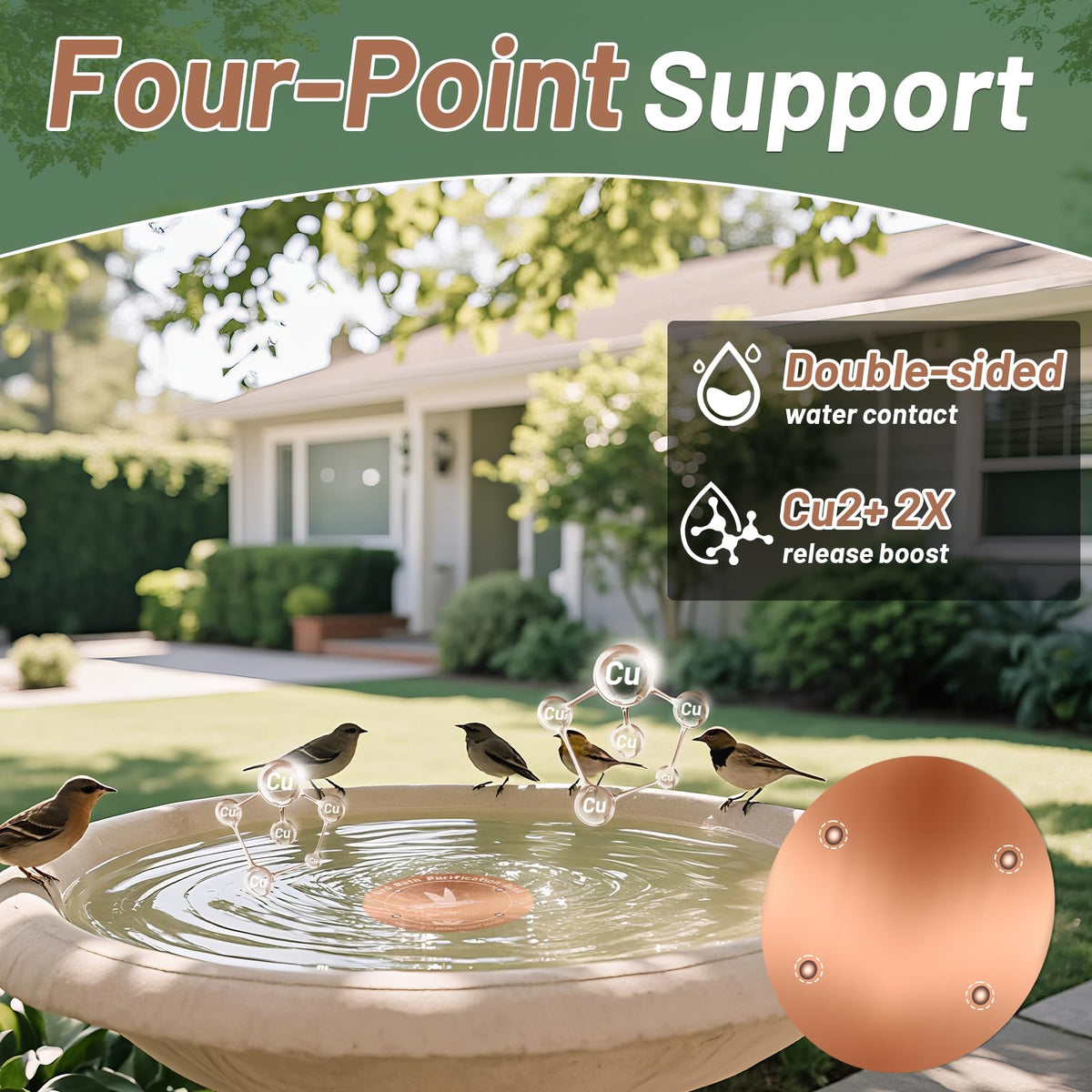 CTTZCKJ copper disk designed for year-round performance in bird baths