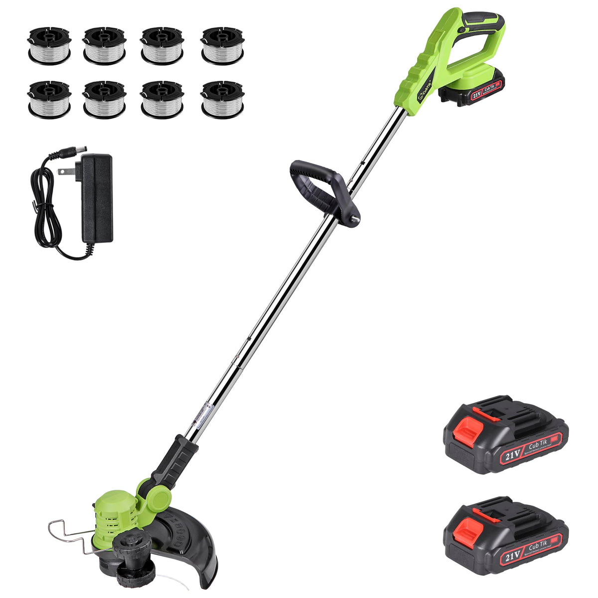Cub Tik cordless weed wacker with 12-inch cutting path for clean lawn edges
