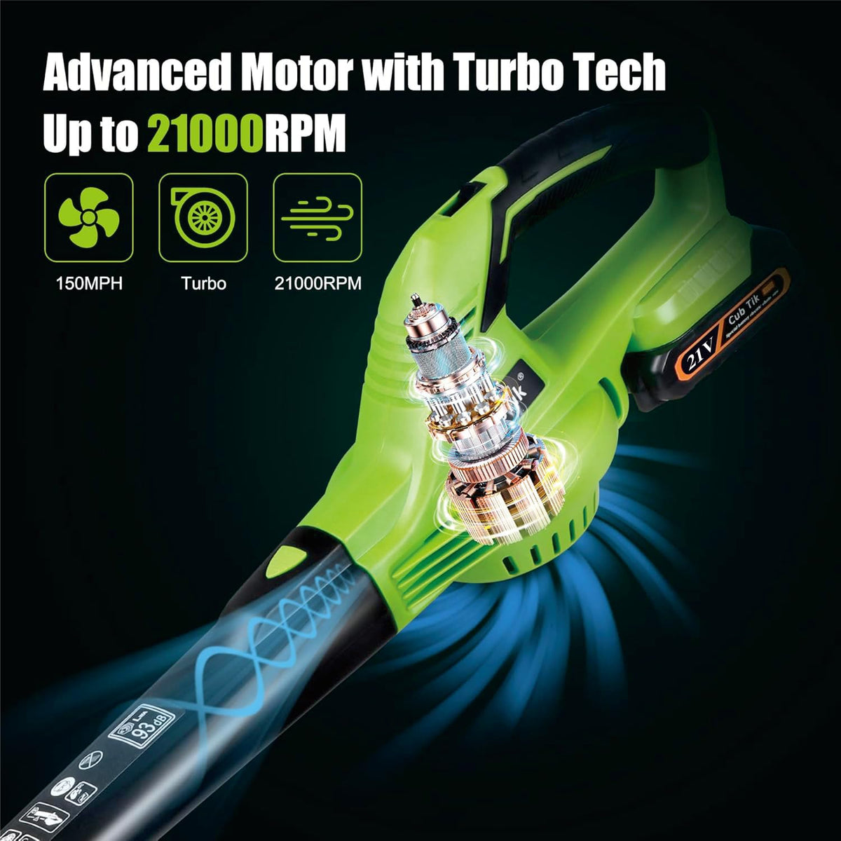 Cub Tik leaf blower high-low speed control from 70 to 135 mph
