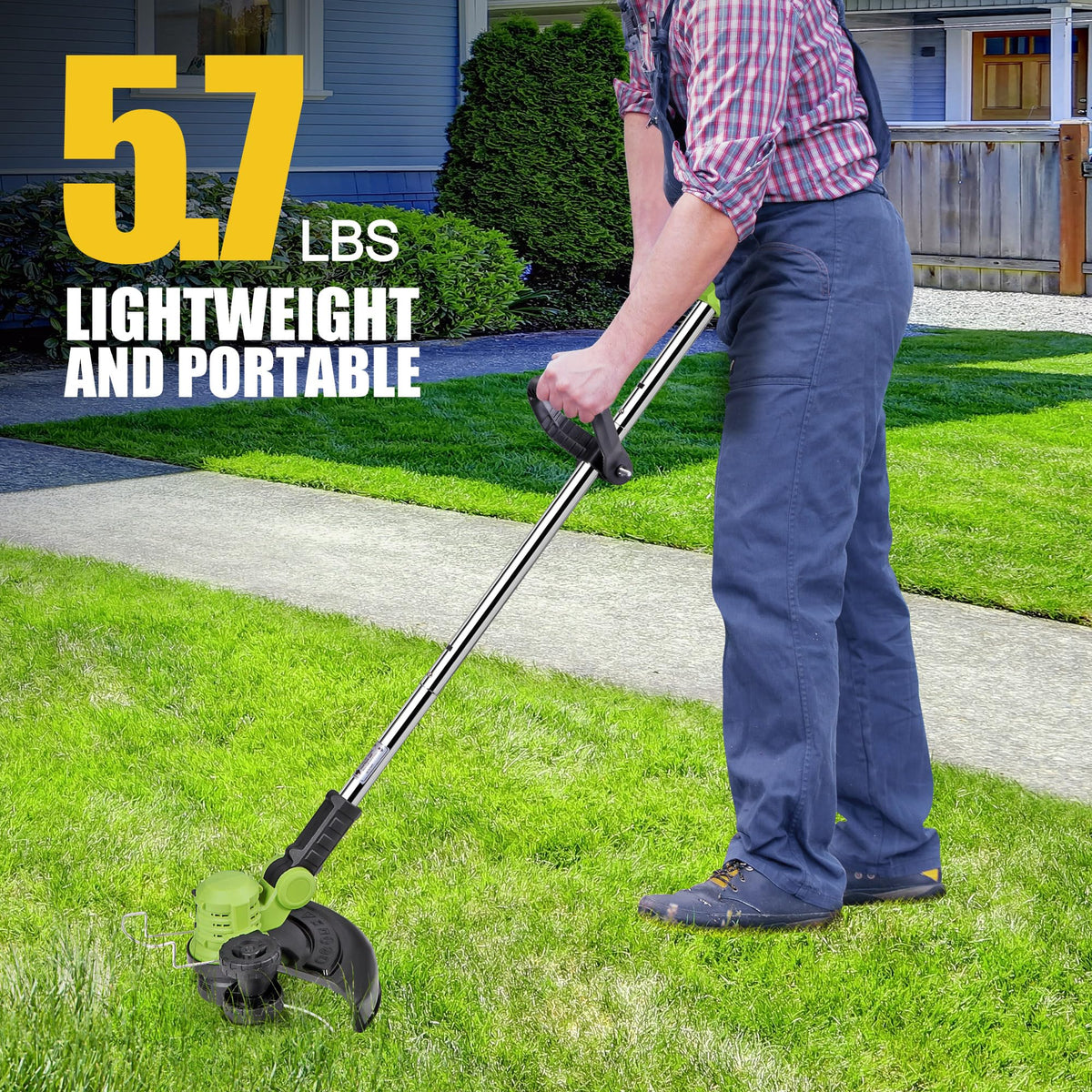 Cub Tik weed wacker showing 90-degree rotating head for quick angle changes