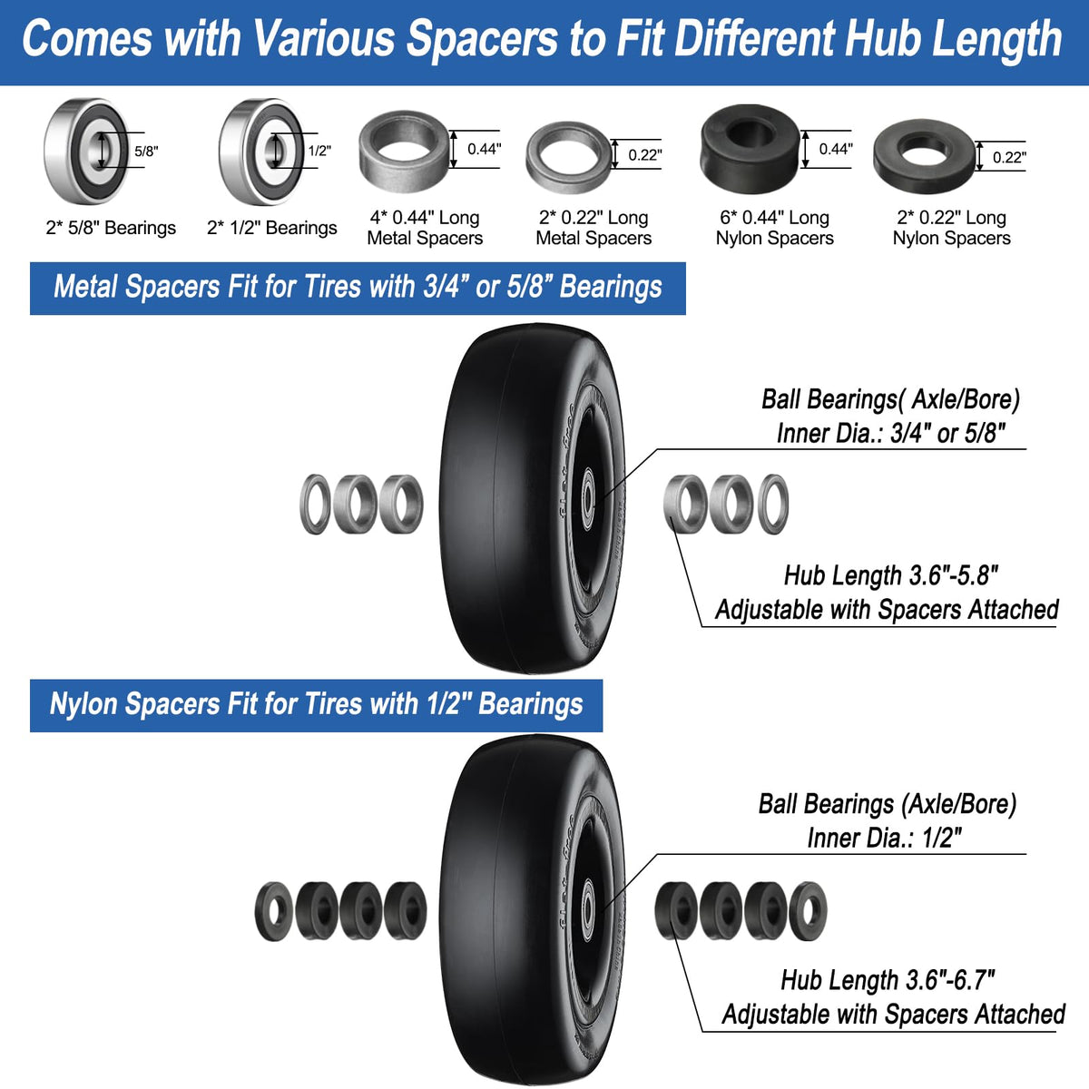 Cubesprings 11x4-5 tire supports up to 330lbs for tough outdoor tasks.