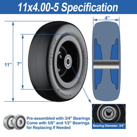 Cubesprings polyurethane-core tire provides puncture resistance for steady mowing.