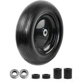 Cubesprings 13-inch wheelbarrow tire with flat-free polyurethane for durable yard use.