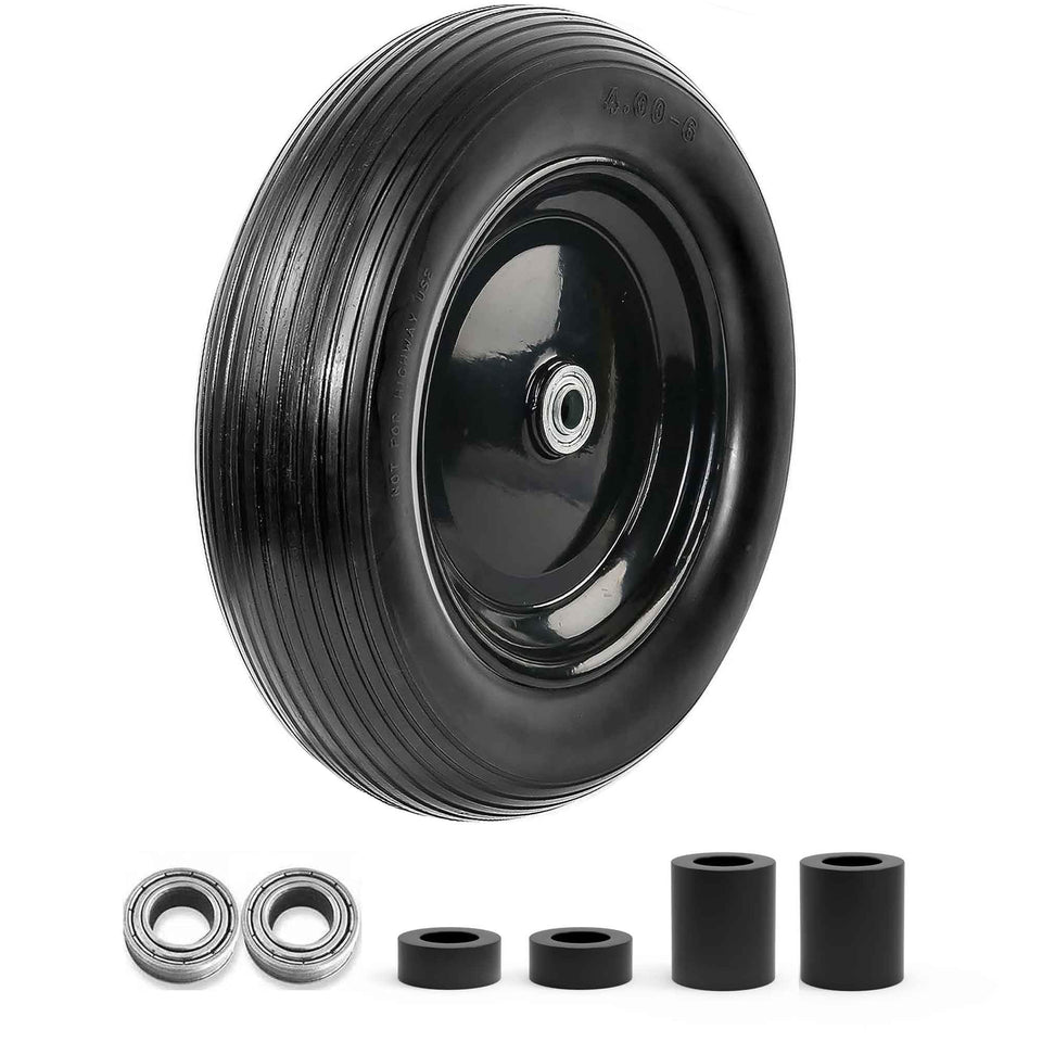 Cubesprings 13-inch wheelbarrow tire with flat-free polyurethane for durable yard use.