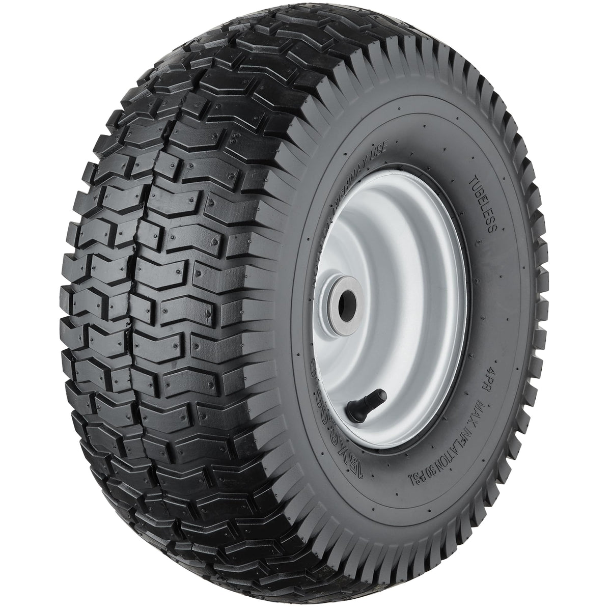 Cubesprings 15x6 front tire closeup for stability on uneven terrain