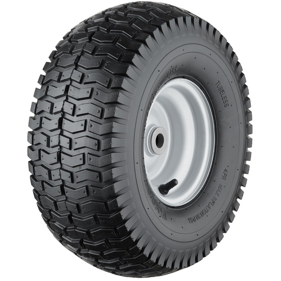 Cubesprings 15x6 front tire closeup for stability on uneven terrain