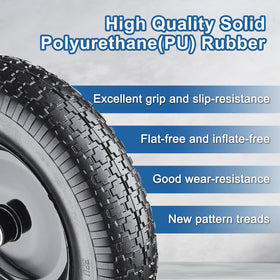 Cubesprings compatibility guide image illustrating 13 to 16 inch tire options for wheelbarrows