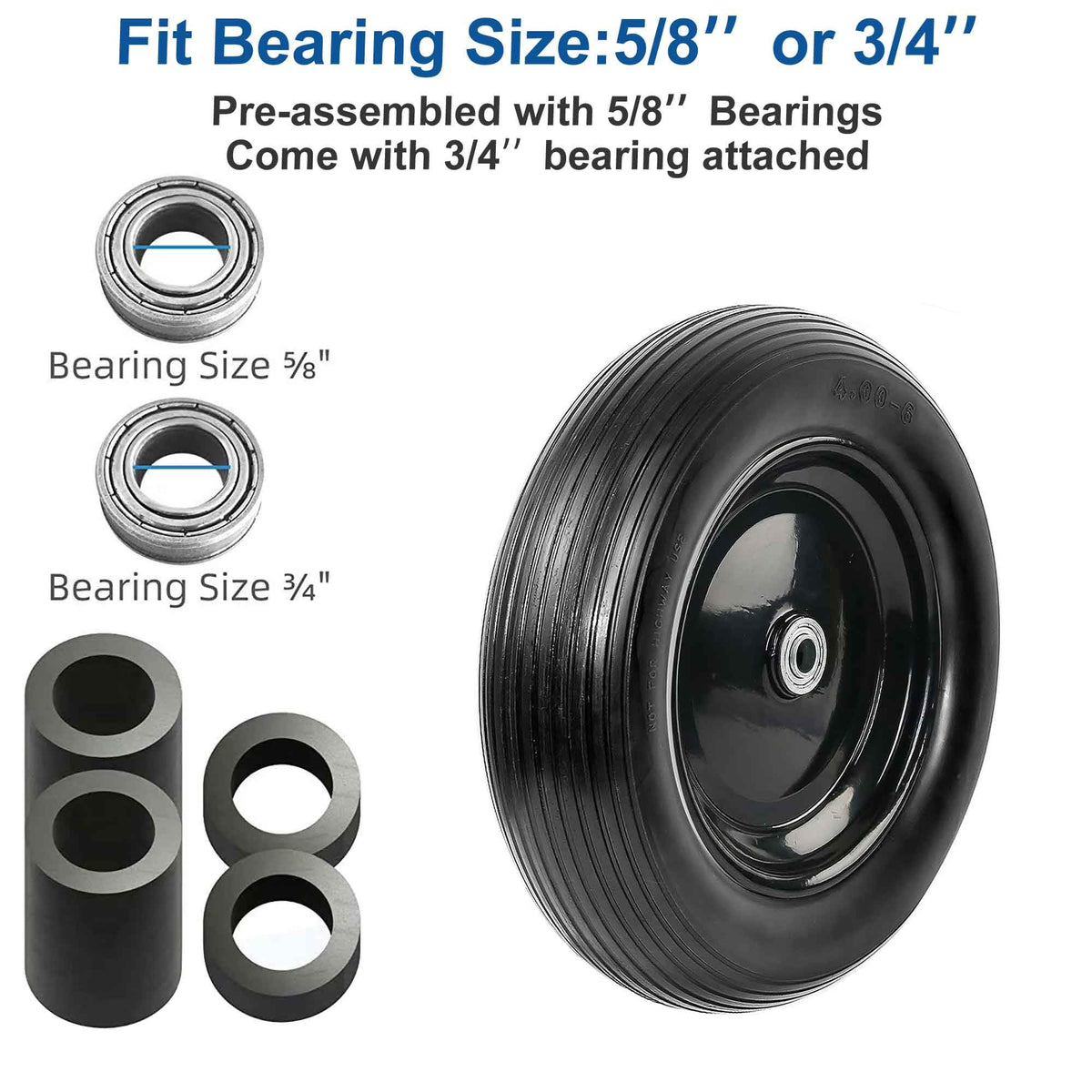 Cubesprings ribbed tread tire delivers strong traction on rough and wet surfaces.
