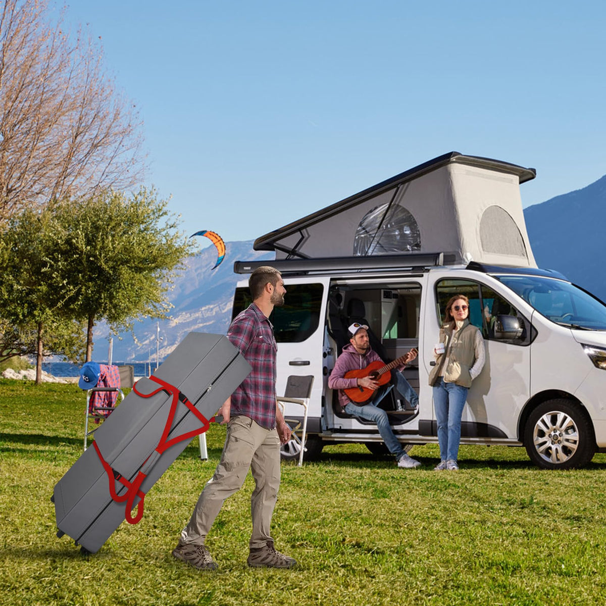Cuddly Nest wheeled canopy bag keeps canopy frames together for ready-to-use setups.