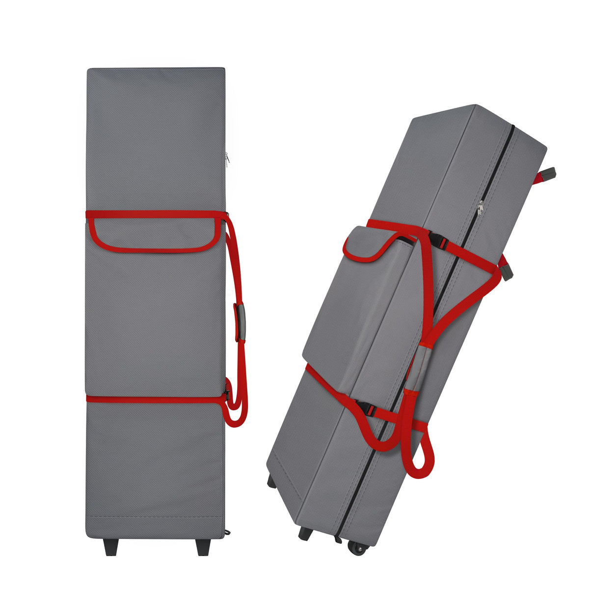 Cuddly Nest wheeled canopy bag front view showing easy transport for 10x20 tents.