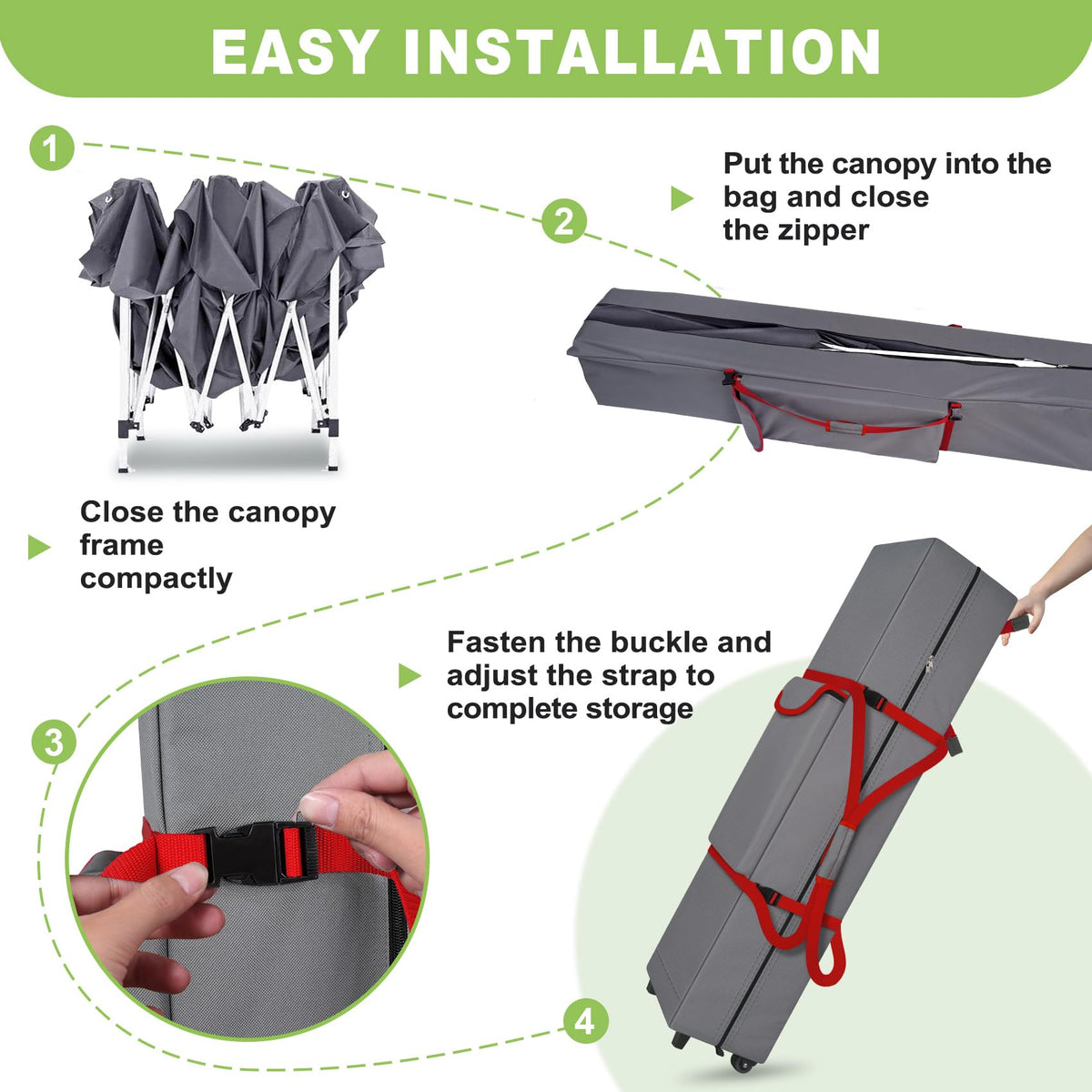 Cuddly Nest wheeled canopy bag large‑capacity pocket holds canopy accessories with lid.