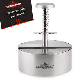 Cuexorik hamburger press in 304 stainless steel for durable patty making.