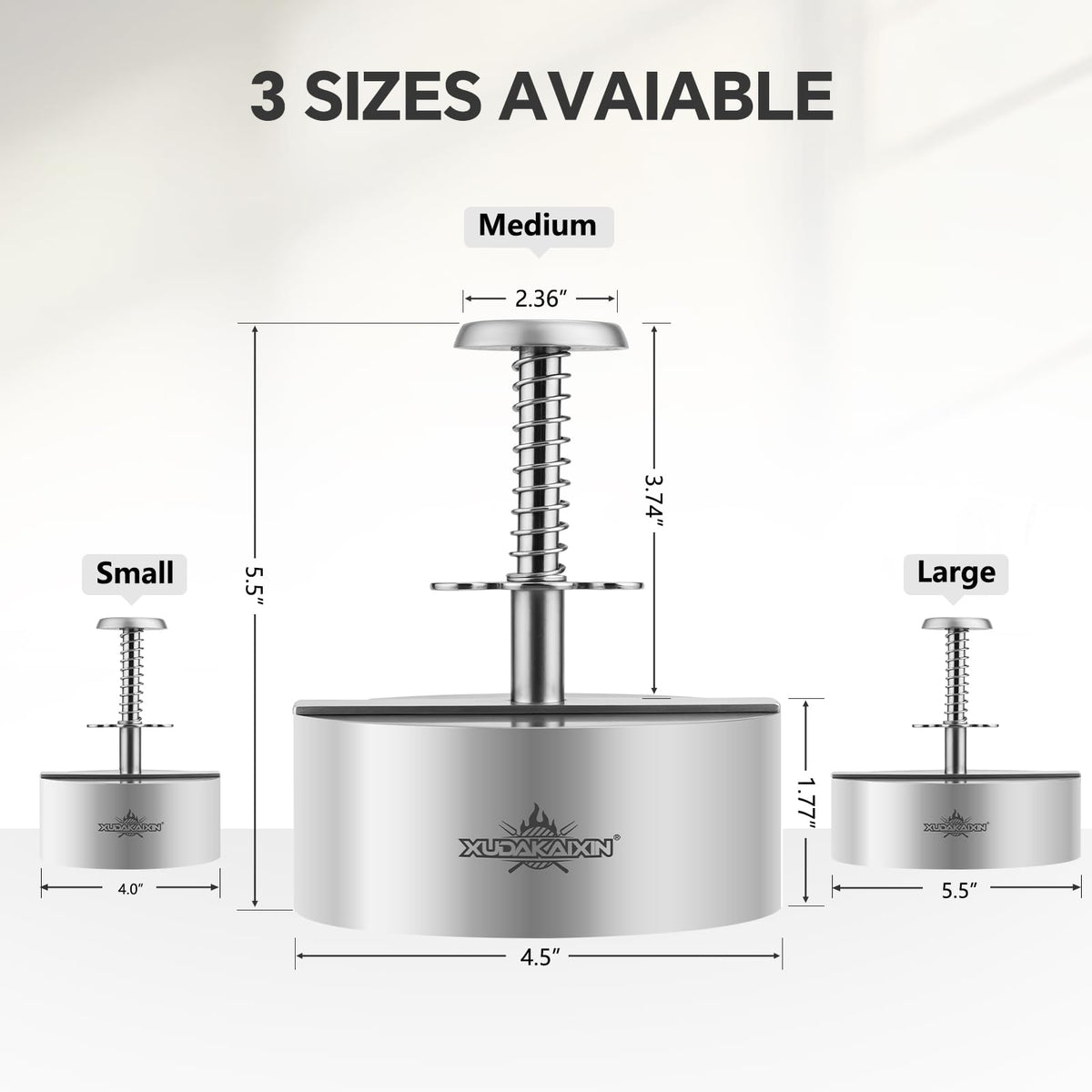 Cuexorik hamburger press close-up stainless steel highlights rust resistance and kitchen quality.