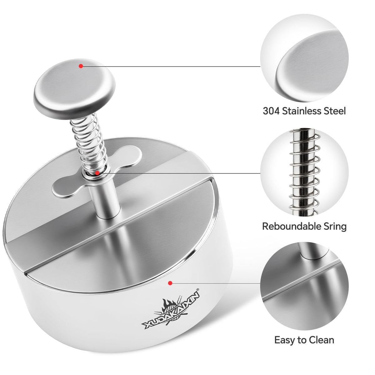 Cuexorik hamburger press detachable parts enable easy cleaning after grilling.