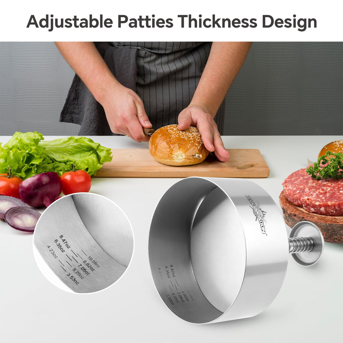 Cuexorik hamburger press ideal gift for grilling enthusiasts at home or on trips.