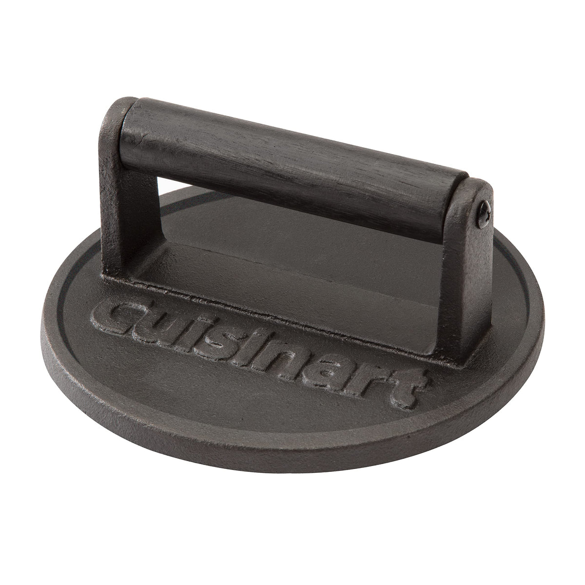 Cuisinart 6.5 inch burger press on a hot skillet delivering even, juicy smash burgers.