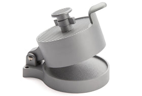 Cuisinart burger press shows easy cleanup on nonstick cast aluminum surface.
