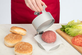 Cuisinart burger press ready to form quarter to three-quarter pound patties.