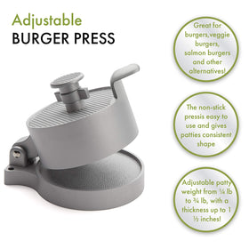 Cuisinart burger press supports veggie and salmon burger options.