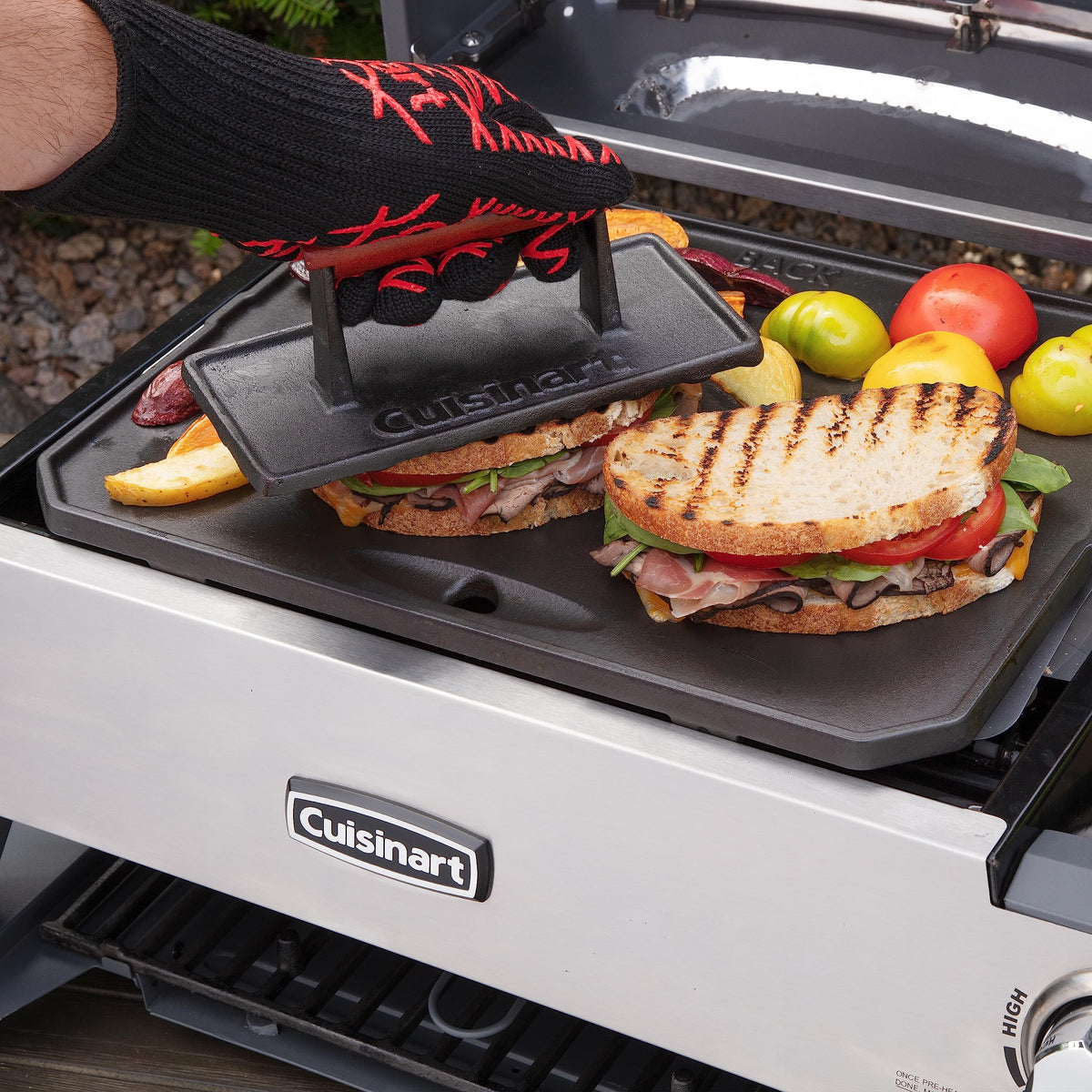 Cuisinart durable grill press ideal for frequent barbecues.
