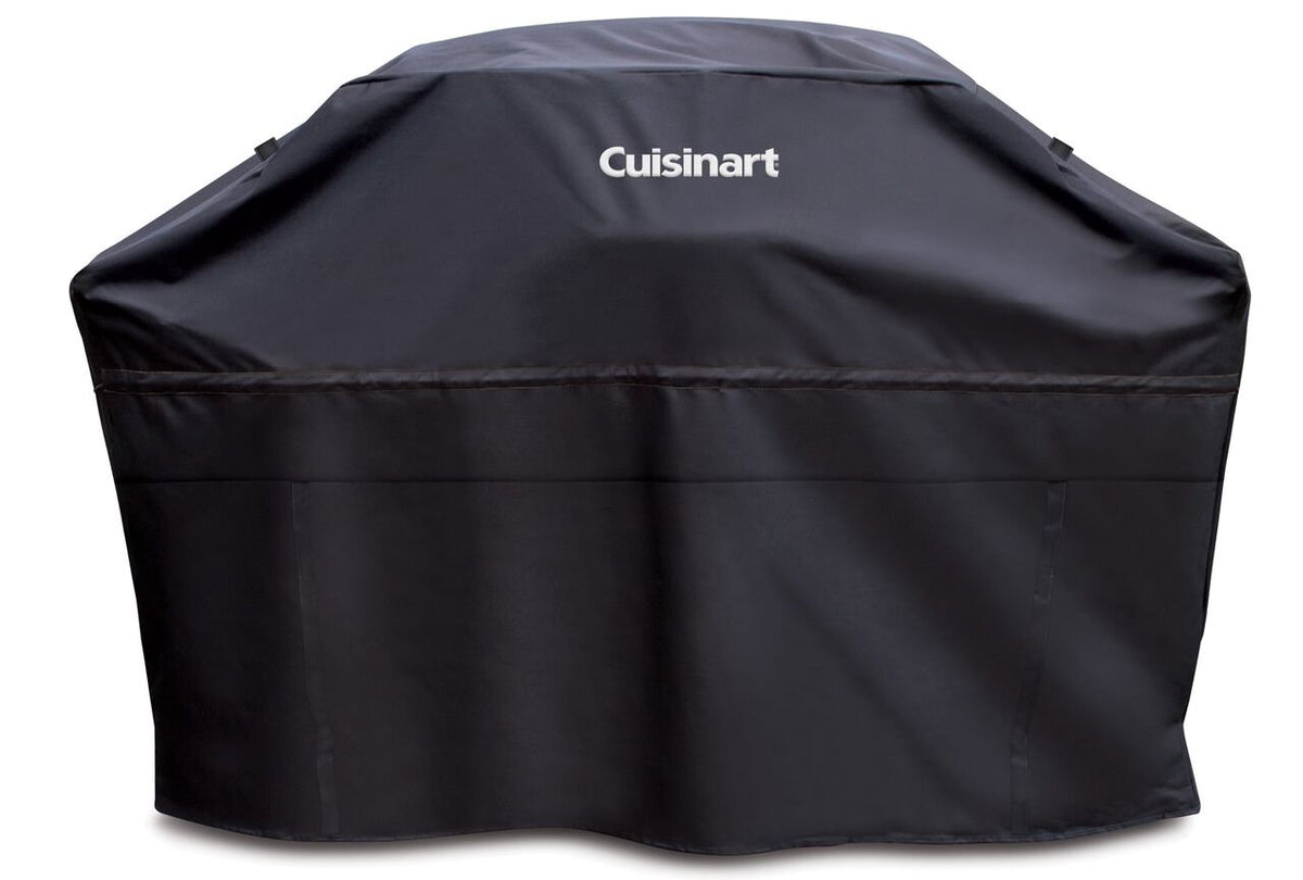 Cuisinart CGC-60B cover side view protects grill from wind and rain.