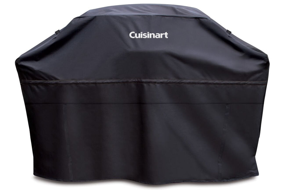 Cuisinart CGC-60B cover side view protects grill from wind and rain.