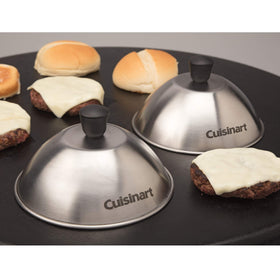 Heat concentrates under the dome for even burger cooking