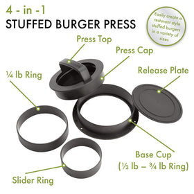 Cuisinart CSBP-200 kitchen setup showing ready-to-cook burgers