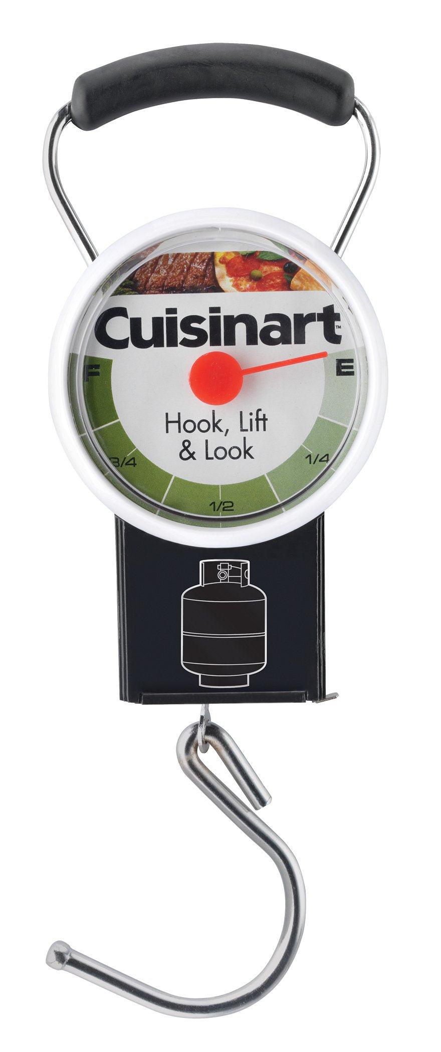 Cuisinart CTG-120 propane tank gauge in use showing fuel level for grilling