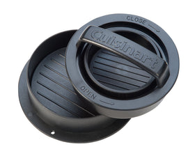 Cuisinart burger press dishwasher-safe for quick cleanup after grilling.
