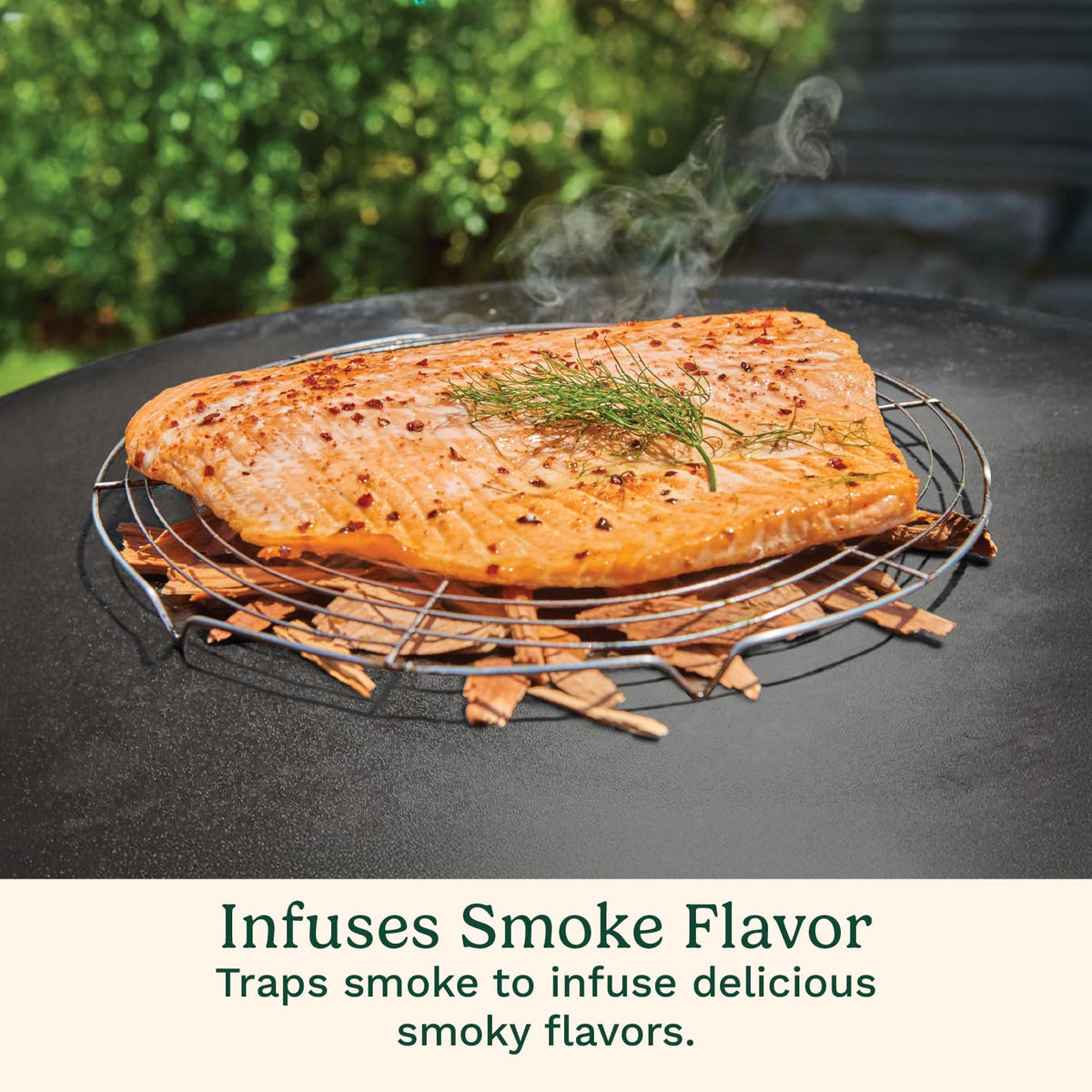 Cuisinart dome supports wood-chip infusion for smoky flavor.