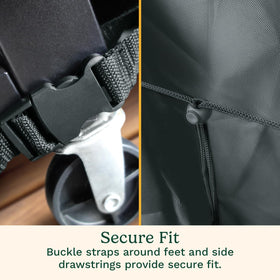 Cuisinart grill cover shields from sun and rain for year-round use.