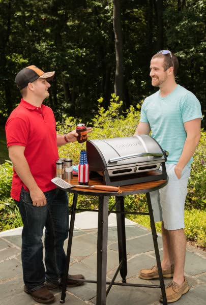 Lightweight Cuisinart Grillster in action on a portable outdoor setup